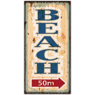 Plaque M&eacute;tal Beach 50m