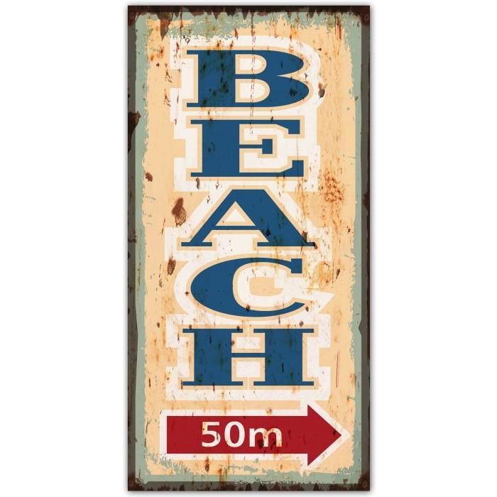 Plaque M&eacute;tal Beach 50m