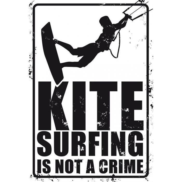 Plaque M&eacute;tal Kitesurfing is not a crime