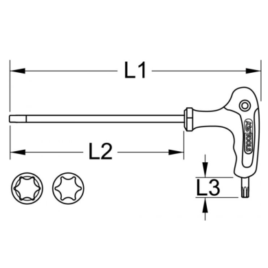 Cl&eacute; m&acirc;le TORX t&ecirc;te sph&eacute;rique &agrave; poign&eacute;e en T