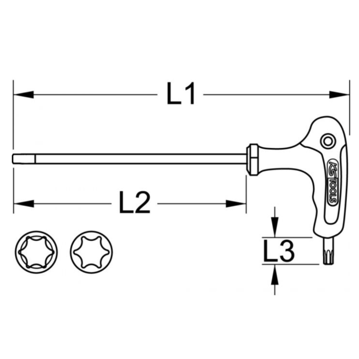 Cl&eacute; m&acirc;le TORX t&ecirc;te sph&eacute;rique &agrave; poign&eacute;e en T